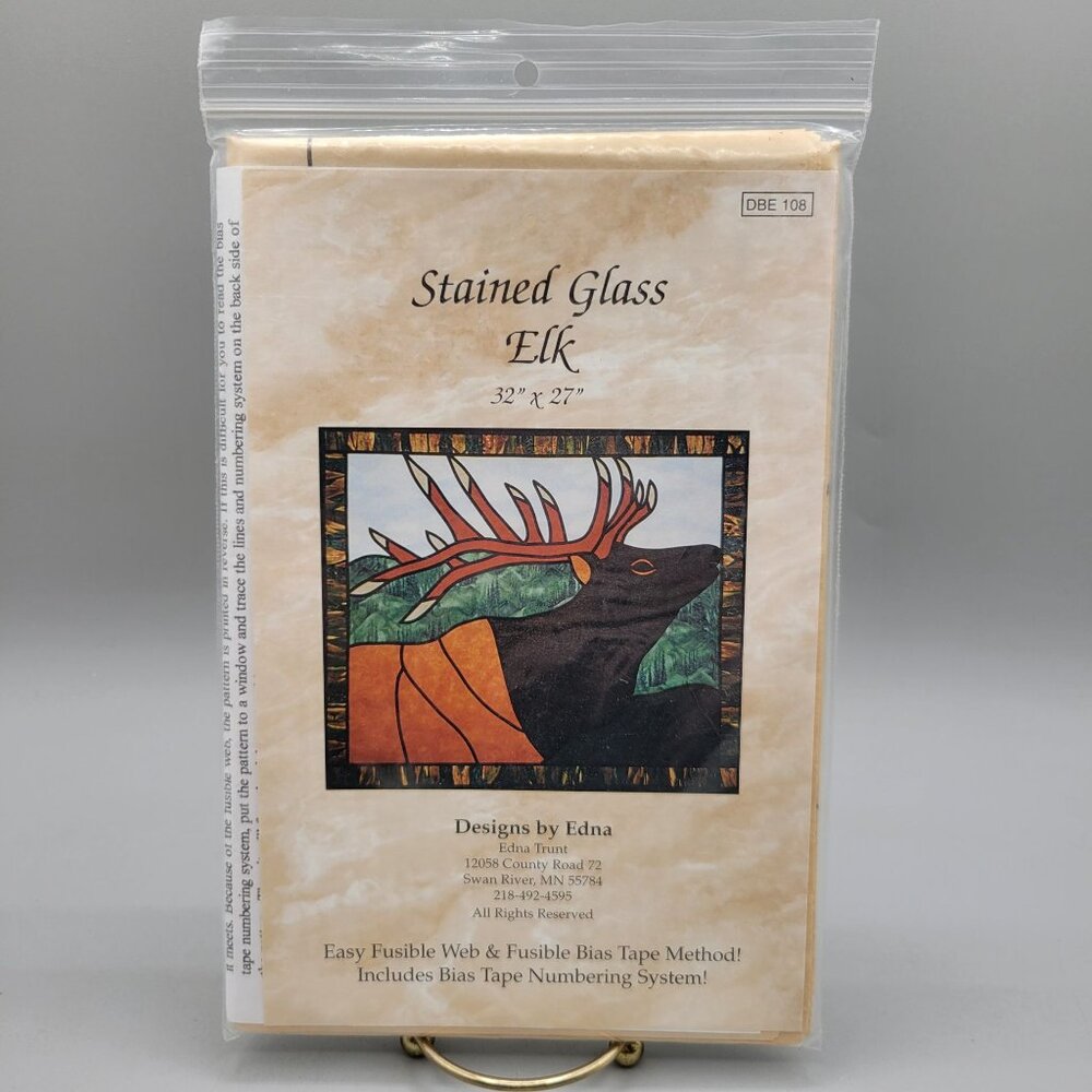 Stained Glass Elk Wall Quilt Pattern Edna Trunt 32 x 27